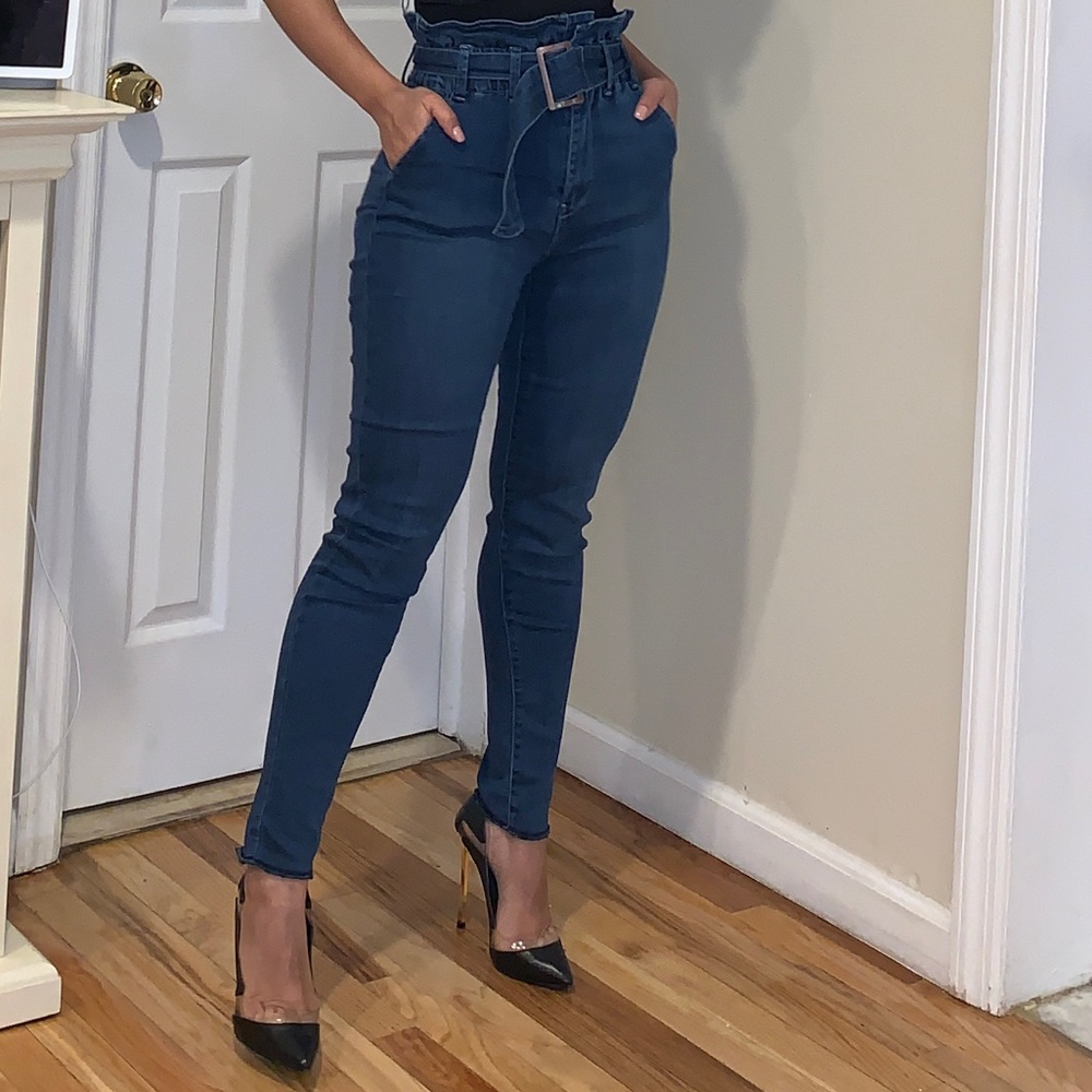 Paper bag high waisted denim